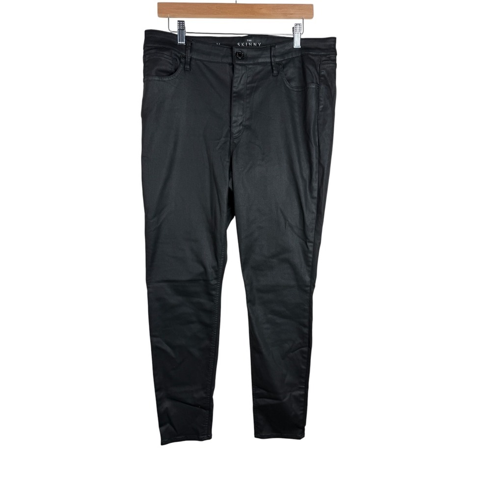 White House Black Market Coated High Rise Skinny Ankle Pants size 14 Black
